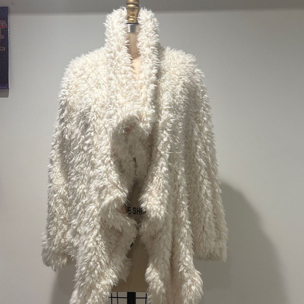 RARE Free People Cream Faux Fur Jacket